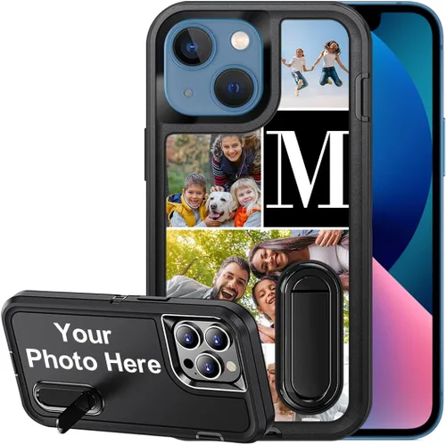 Vista 7 de Funda personalizada para iPhone 13, soporte incorporado/función atril, protección resistente a los arañazos, cubierta de fotos personalizada
