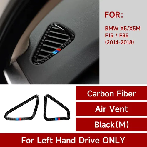 Vista 3 de Calcomanía de fibra de carbono para automóvil, compatible con BMW X5 X6 F15 F16 Accesorios interiores (negro)