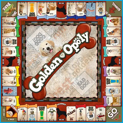 Vista 4 de Late for The Sky Golden Retriever-Opoly Dog - Juego de mesa de estrategia familiar para 2 a 6 jugadores, a partir de 8 años, juego estilo opoli