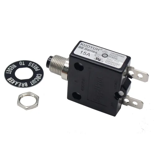 Vista 22 de Disyuntor térmico genuino 3A 125/250VCA 32VDC serie 98 pulsador para restablecer interruptor de sobrecarga térmica con terminales de conexión rápida
