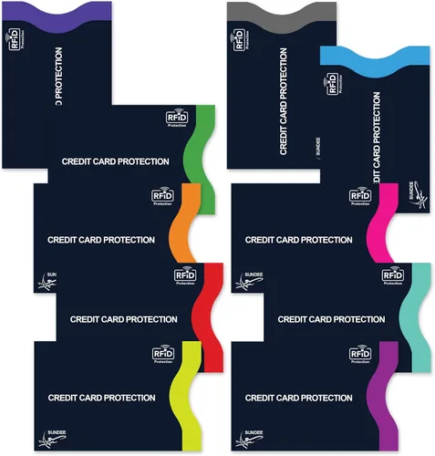 Vista 8 de Fundas de bloqueo RFID (10 fundas de bloqueo RFID, 5 diseños únicos) Juego de estuches de viaje con protección contra robo de identidad