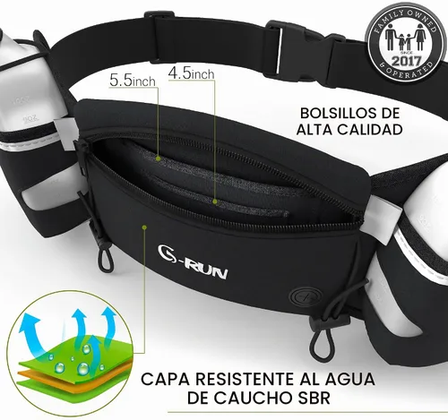 Vista 5 de Q-RUN Cinturón de hidratación para correr, Negro