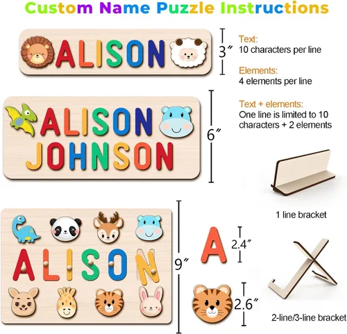 Vista 8 de Rompecabezas de nombre personalizado para niños, regalo de juguetes personalizados para bebés, rompecabezas de nombre personalizados para niños