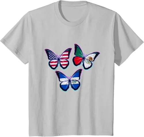 Vista 29 de Multiculti Heritage. Camiseta El Salvador México y Estados Unidos