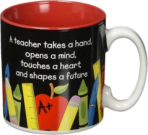 Vista 2 de Taza de café #1 de 13 onzas con lápiz, reglas, crayones y detalles de bolígrafo, regalo económico para profesores
