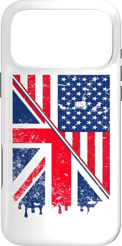 Vista 21 de Funda para iPhone 15 Union Jack y bandera estadounidense para expatriados británicos y estadounidenses