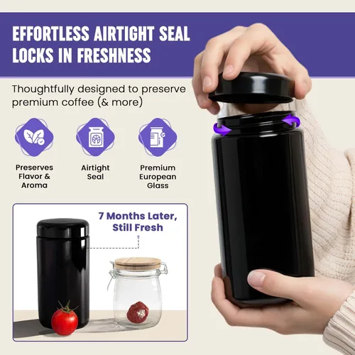 Vista 2 de Infinity Jars Tarro de boca ancha con tapa de rosca de vidrio ultravioleta negro extra grande de 1 litro (34 fl oz)