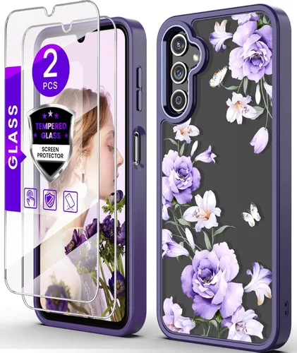 Vista 9 de Carcasa para Samsung Galaxy A14, diseño de flores transparentes