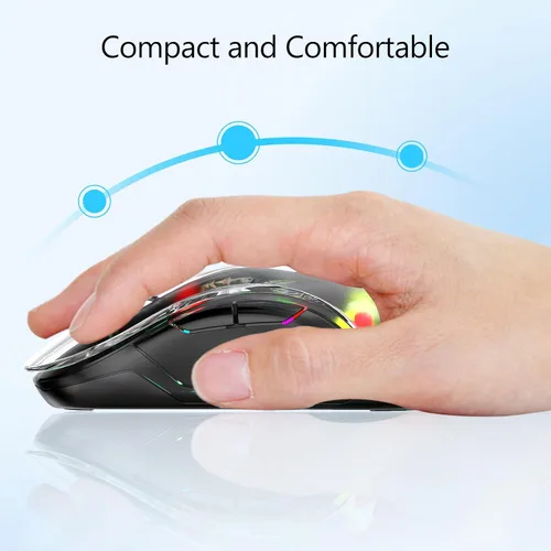 Vista 2 de Memzuoix ratón inalámbrico LED 2.4G, ratón recargable ergonómico con cubierta desmontable, ratón óptico portátil de 1200 DPI con receptor USB