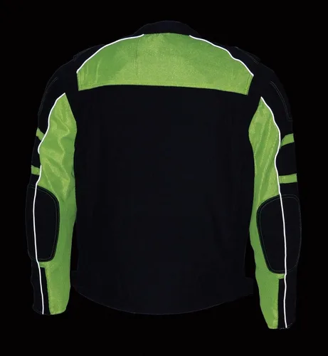 Vista 4 de De los hombres moto negro/verde malla chamarra de montar w/chaqueta Lluvia extraíble Liner Regular), s, Regular