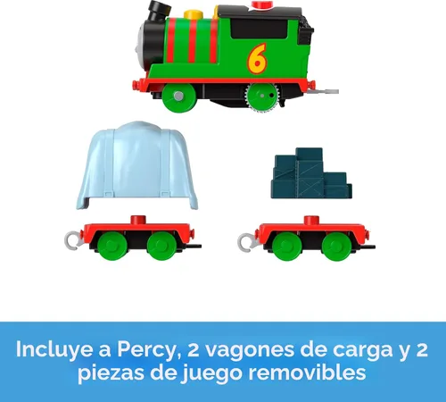 Vista 5 de Thomas & Friends Tren de Juguete Motorizado Talking Percy Locomotora Alimentada por Batería con Sonidos y Frases para Juego Simbólico para Niños