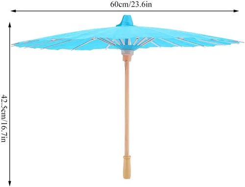 Vista 4 de Haofy Paraguas de papel para sombrilla, paraguas de papel en blanco para decoración de niños, pintura a mano, manualidades, decoración de boda, Azul