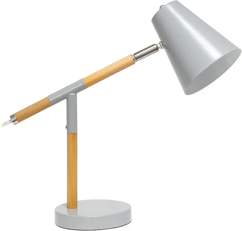 Vista 10 de Simple Designs LD1059-WHT Lámpara de escritorio pivote de madera, blanco mate