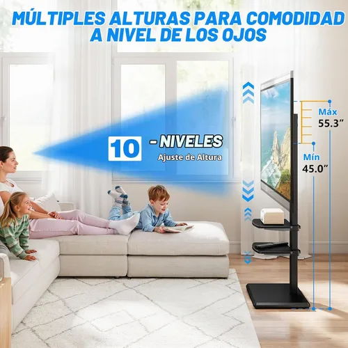 Vista 3 de Rfiver Soporte de TV de piso con 2 estantes para televisores de 32 a 75