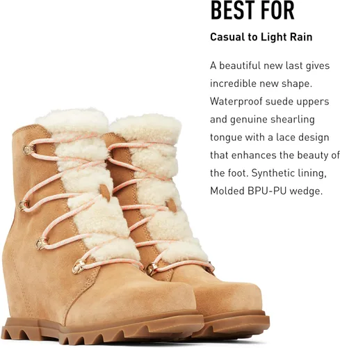 Vista 3 de SOREL Joan of Arctic Wedge III - Botas de cuña de gamuza impermeables para mujer