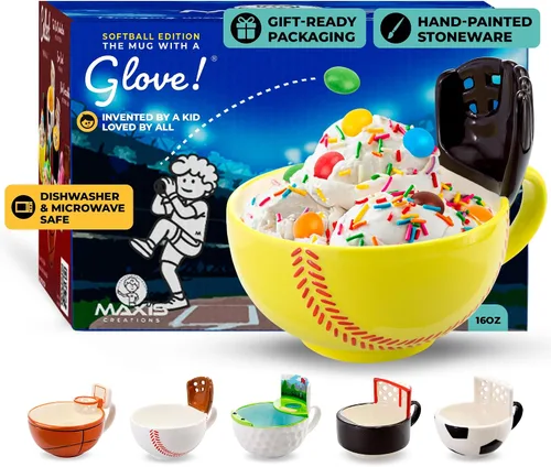 Vista 14 de MAX'IS Creations Taza de café con guante de béisbol para entrenador, niños de 8 a 14 años, hombres y mujeres, regalos y accesorios de béisbol