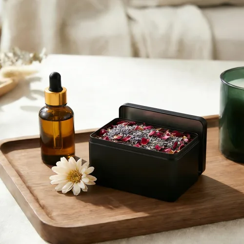 Vista 3 de Hemoton Recipiente de té rectangular con tapa, pequeño recipiente de té suelto para almacenamiento de hojas, organizador de caramelos, caja