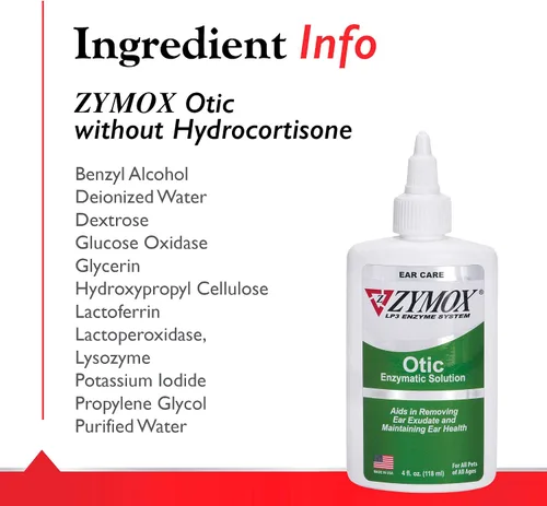 Vista 6 de Tratamiento ótico para mascotas Zymox, sin hidrocortisona, 4 onza