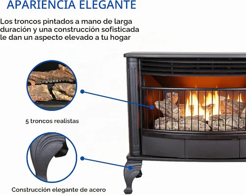 Vista 3 de Duluth Forge - Estufa de gas natural sin ventilación, 25,000 BTU, control T-Stat, acabado negro, modelo # QSN250T