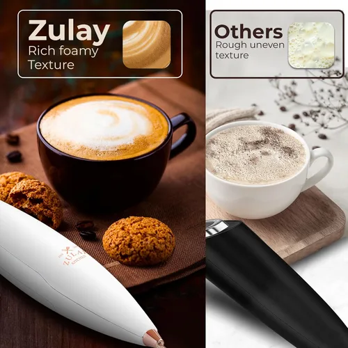 Vista 105 de Zulay Milk Boss Espumador de leche potente manual, hace espuma para latte, batidor para mezclar bebidas, café, miniespumador para capuchino, frappé