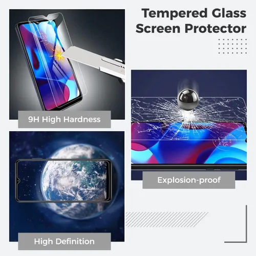 Vista 5 de Funda de absorción de golpes para Motorola G Pure con protector de pantalla de vidrio templado, protección completa para Moto G Pure Drop Funda