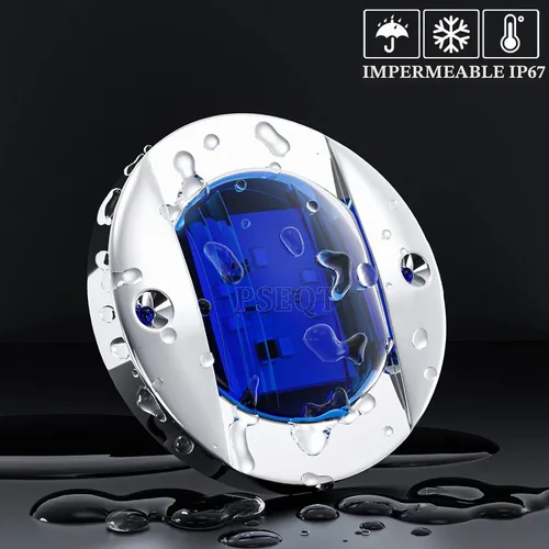 Vista 3 de PSEQT 4 piezas de 7,6 cm Luces LED azul marino para cubierta de barco y luz de ancla de popa - Luces impermeables de 12V para pesca nocturna