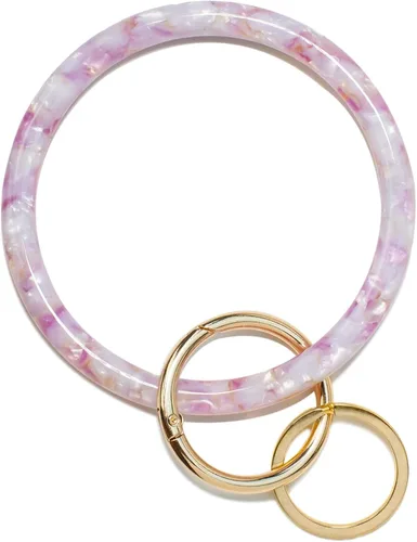 Vista 14 de Mymazn Llavero pulsera pulsera llavero brazalete brazalete llavero brazalete llavero para mujer, llavero redondo de acetato Tortuga clásica