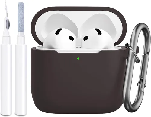 Vista 30 de Funda compatible con AirPods de 4ª generación, funda de silicona protectora suave con kit de limpieza, accesorios para Apple AirPods 4 Gen 2024, LED