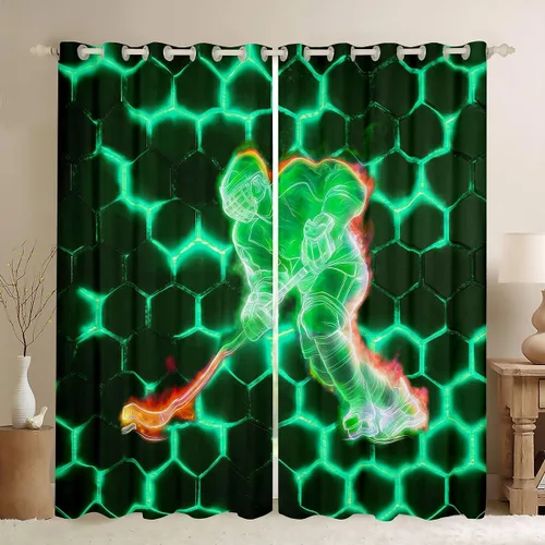 Vista 37 de Erosebridal Hockey Blackout Curtains for Boys,Blue and Black Sports Curtains & Drapes for Kids Teen,Ball Games Gamer Bedroom Decor,Ice Hockey Field