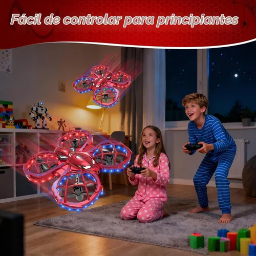 Vista 3 de Spider Mini Drone para niños principiantes – Lanzar para volar RC Quadcopter con luces LED, 2 baterías, sin cabeza, modo de 3 velocidades, giros 3D