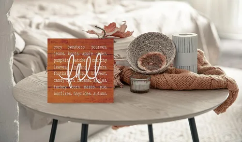 Vista 4 de KEUSPI Letreros de otoño para decoración del hogar, decoración de otoño, placa de madera de granja, decoración de escritorio de otoño, decoración