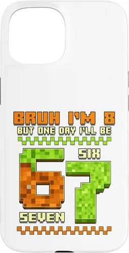 Vista 6 de Bruh I'm 8 But One-Day I'll Be 67 Retro 8th Birthday Kids Case for iPhone 17
