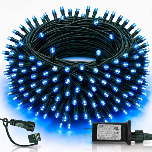 Vista 27 de TW SHINE Luces de Navidad verdes, 200 luces LED de Navidad para exteriores de 66 pies enchufables con 8 modos, cable verde impermeable, luz del día