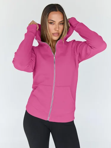 Vista 78 de Trendy Queen Sudaderas con capucha y cremallera para mujer, chaquetas de vellón, talla extragrande, moda de otoño e invierno