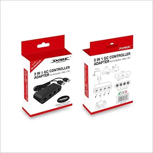 Vista 3 de Adaptador Dobe Gamecube para Nintendo Switch Gamecube Controller Adapter y WII U y PC Adapter, compatible con Nintendo Switch, Super Smash Bros