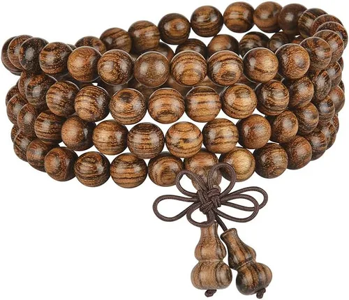 Vista 42 de Mala Beads Pulsera 108 0.315 in Meditación Sándalo Elástico..