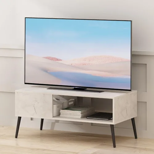 Vista 22 de Furinno Clásico Moderno Soporte de TV para Sala de Estar, Centro de Entretenimiento con Estantes Abiertos, para Televisores de hasta 60 Pulgadas