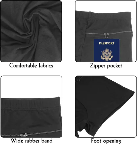 Vista 3 de LUEXBOX 4 Packs Pocket Underwear for Men with Secret Hidden Pocket, Travel Boxer Brief, (Black)