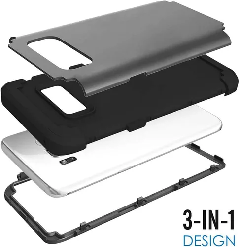 Vista 3 de Funda de teléfono para Samsung Galaxy S8 Plus, cubierta dura, a prueba de golpes, silicona suave, híbrida, tres capas, resistente, accesorios
