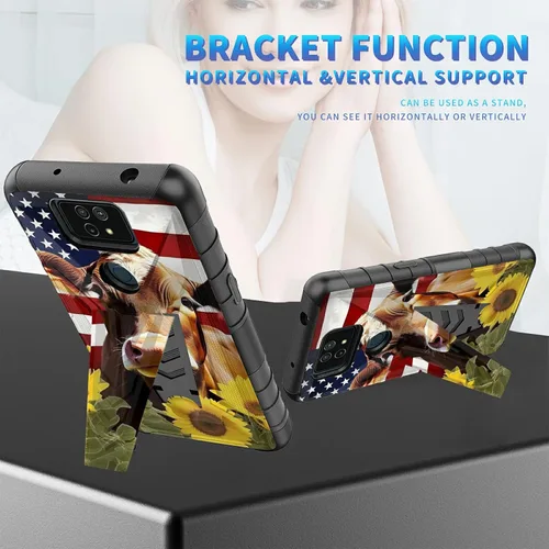 Vista 156 de Funda para AT&T Maestro Max 2021/Cricket Ovation 2 con protector de pantalla de vidrio templado, funda resistente con función atril integrada