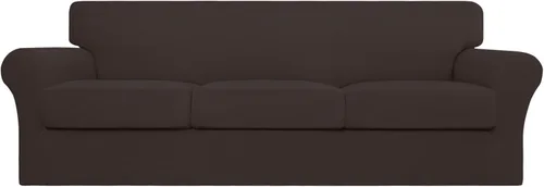 Vista 23 de Easy-Going Funda elástica de sofá de 4 piezas de gran tamaño para perros, funda de sofá lavable para 3 cojines separados, protector de muebles Negro