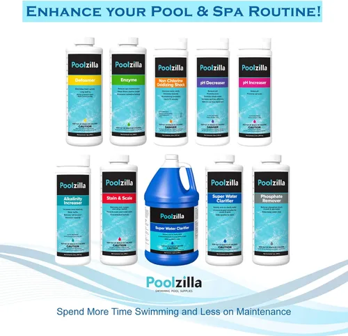 Vista 6 de Poolzilla Botella de 1 QT de solución de clarificador de agua estupenda