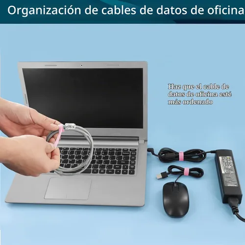 Vista 5 de YOVXLO 50 piezas bridas reutilizables de 6 pulgadas, lazos de sujeción ajustables, paño de microfibra para gestión de cables de conexión de Rosa
