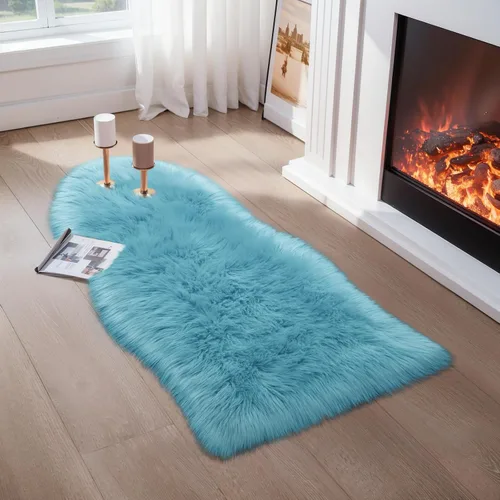 Vista 53 de Ciicool Alfombras de Piel de Oveja Sintética Suaves Alfombra de Piel Sintética Suave Beige Alfombra Esponjosa Funda para Silla y Sofá Alfombra