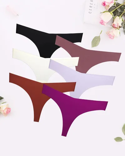 Vista 3 de Ropa interior sin costuras para mujer, tangas invisibles, paquete de bragas de entrenamiento, tangas atrevidas para mujer, tangas atléticas