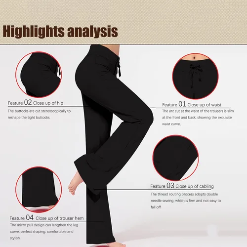Vista 3 de Uillui Pantalones de pierna ancha para mujer, casuales, sueltos, pantalones de yoga cómodos, palazzo, pantalones de descanso con vuelo, pantalones