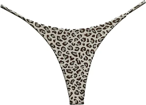 Vista 20 de Tanga de encaje sin costuras para mujer, ropa interior de cintura alta con tiras en G Serie 010-leopardo