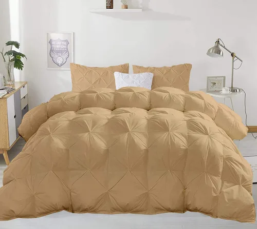 Vista 11 de Juego de edredón plisado para todas las estaciones, 21.16 oz/m², 3 piezas (edredón + 2 fundas de almohada), relleno de edredón de algodón egipcio