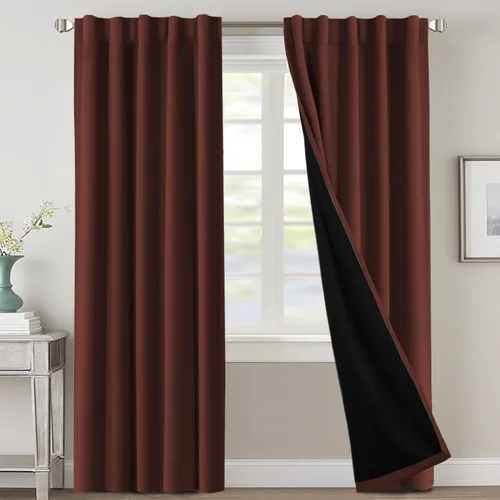 Vista 69 de H.VERSAILTEX Cortinas 100% opacas para dormitorio con forro negro, cortinas de oscurecimiento de habitación completa, con aislamiento térmico