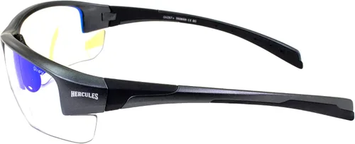Vista 4 de Global Vision Hercules 7 24 - Gafas de sol fotocromáticas de seguridad para motocicleta, montura negra, lente de espejo azul, certificado ANSI Z87.1